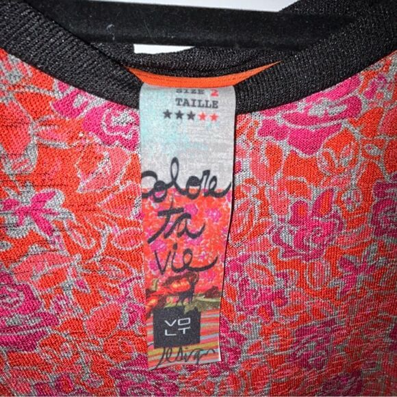 Volt Design Colore Ta Vie Mix Print Dolman Sleeve Asymmetrical Top - Picture 3 of 5